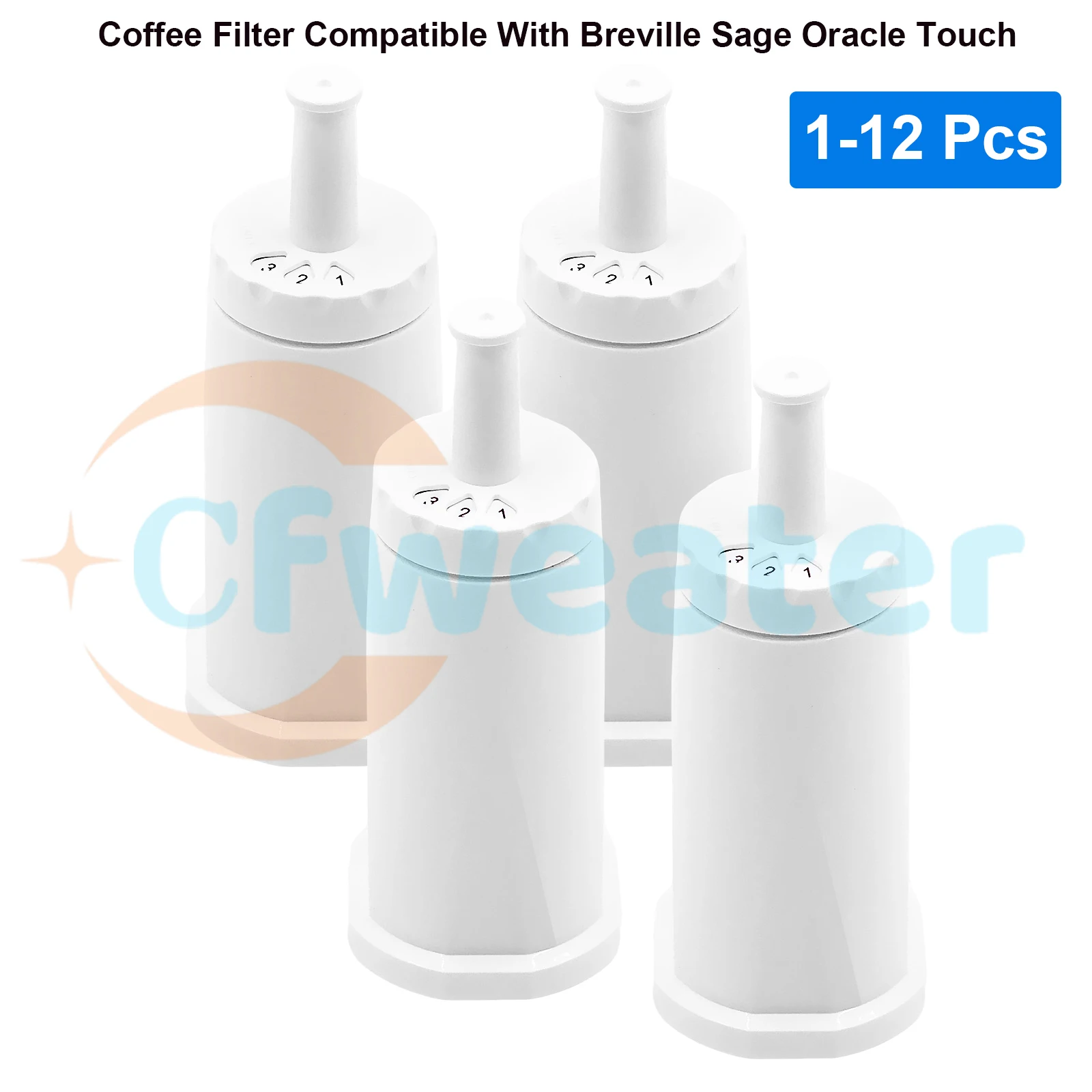 12-1 قطعة مرشحات لآلة إسبريسو باريستا فلتر مياه القهوة المتوافق مع Breville BES880/BES878/BES990/Sage Oracle Touch