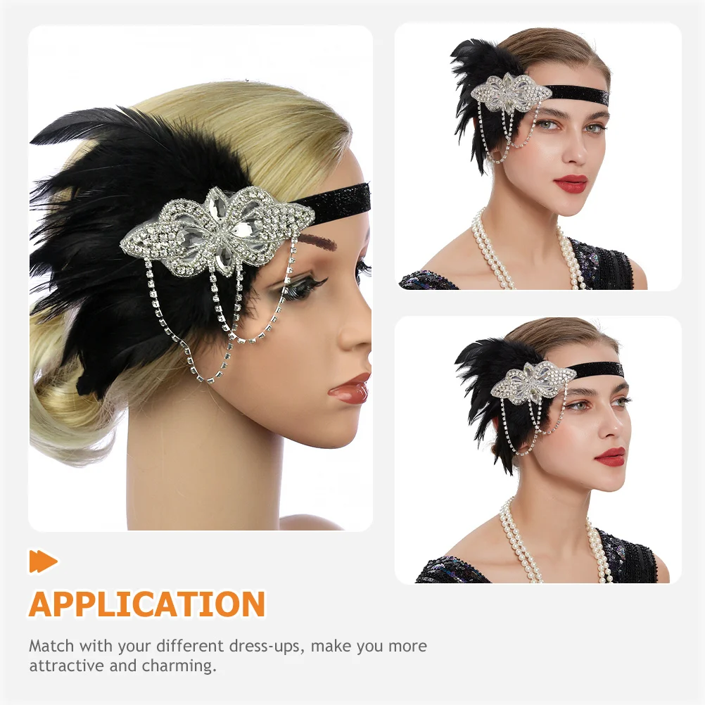 

Headband 1920S Style Rhinestone Tassel Hairpiece for Women Formal Event Banquet Halloween Tea Party Elegant Vintage