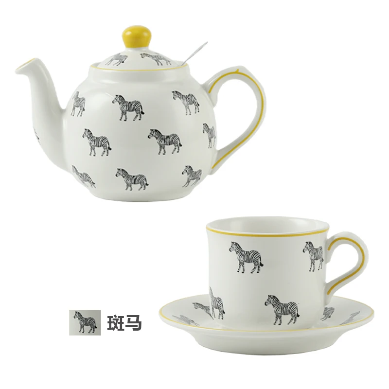 London Pottery 600ML zebra Animal ceramic teapot with stainless steel infuser porcelain teapot with strainer