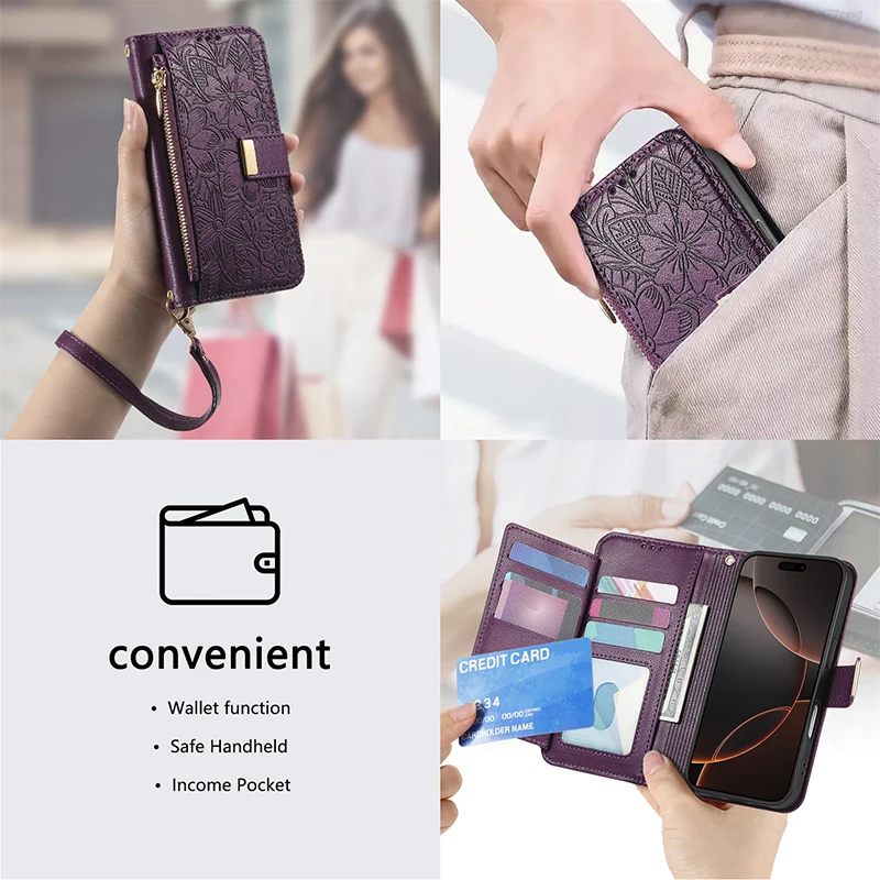 Für Samsung Galaxy S26 S25 Ultra S24 S23 FE S22 Ultra Plus A05 A25 A57 A55 A56 A37 Ledertasche Crossbody Karte Brieftasche Flip-Cover – Detail 7