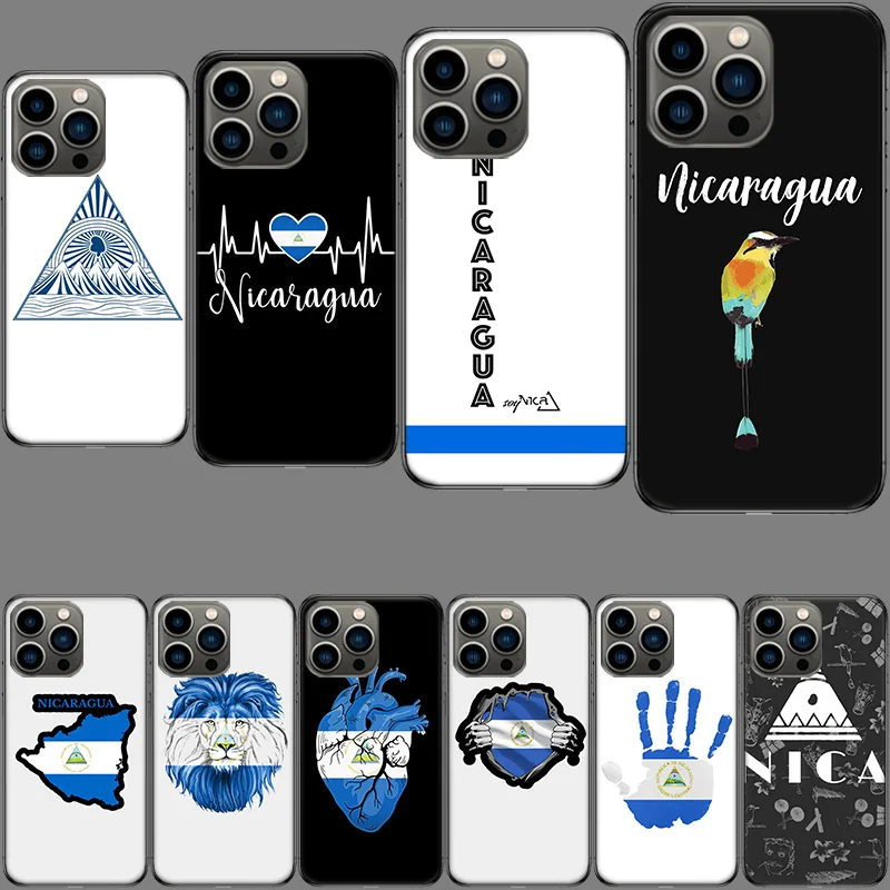 Nicaragua Flag Phone Case For Apple Iphone 15+ 14 Plus 16 Pro Max 12 13 Mini 11 Pro X XS Max XR Cover Shell Coque