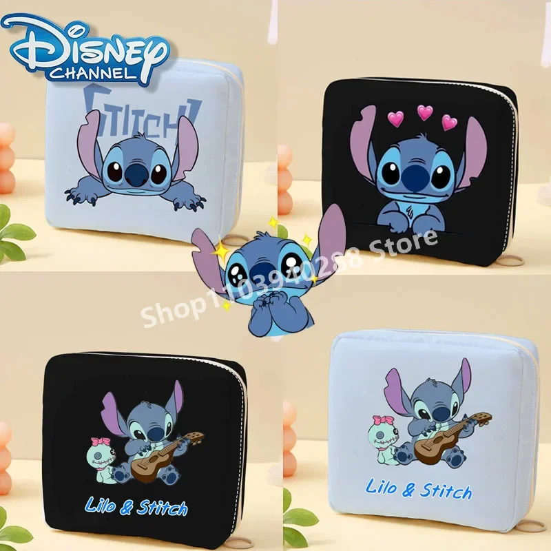 Disney Stitch ผ้าอนามัยกระเป๋าการ์ตูนอะนิเมะ Lilo & Stitch Mini Creative แฟชั่นผ้าใบเครื่องสําอางค์สําหรับของขวัญผู้หญิง