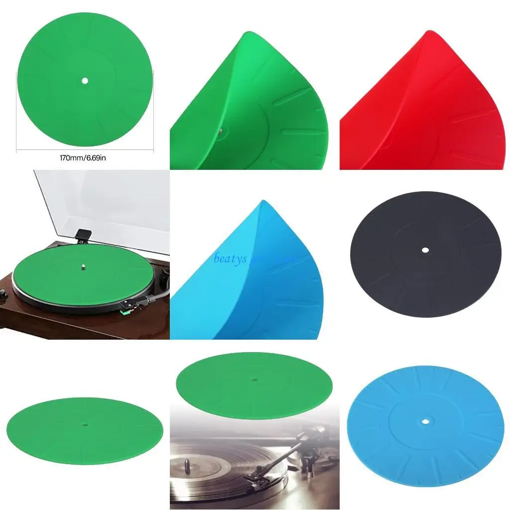 

C7AB 6.69inch Records Pad Soft Silicone AntiStatic Vinyls Mats Turntables Slipmat Pad 170mm Controller Phonograph Access