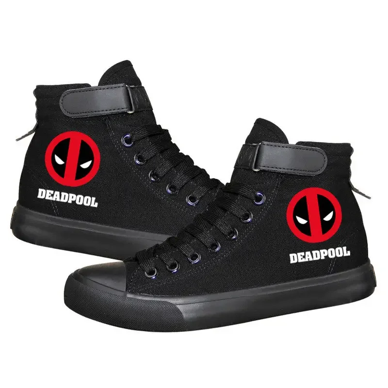 Marvel The Avengers Deadpool Peripheral Movie Spring and Autumn Creative High Top Canvas Casual All-match Flat Shoes Boys Gift