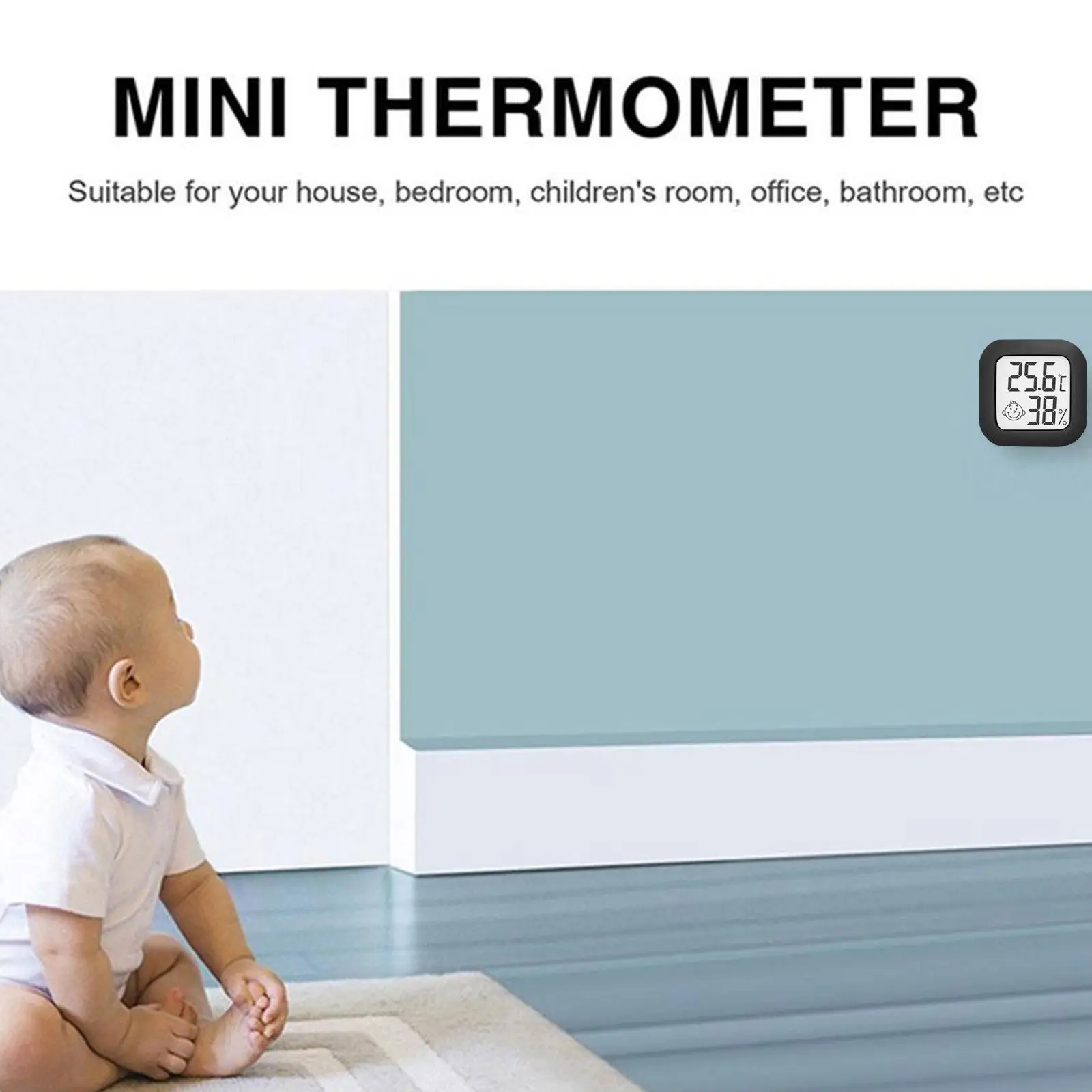 Black Thermo Hygrometer VKS-60 Infant Room LCD Thermo Hygrometer Infant Environmental Monitoring And Monitoring