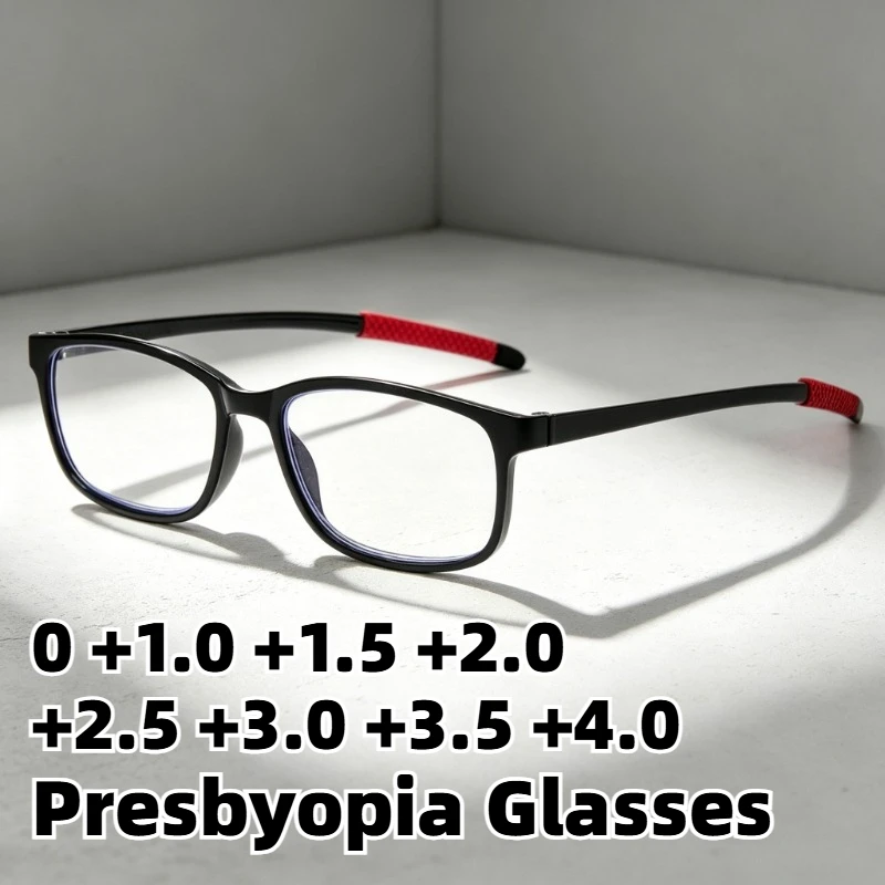 

2026 Trendy Ultralight Square Frame Anti Blue Light Presbyopia Glasses High Definition Comfortable Reading Eyewear 0 To +4.0