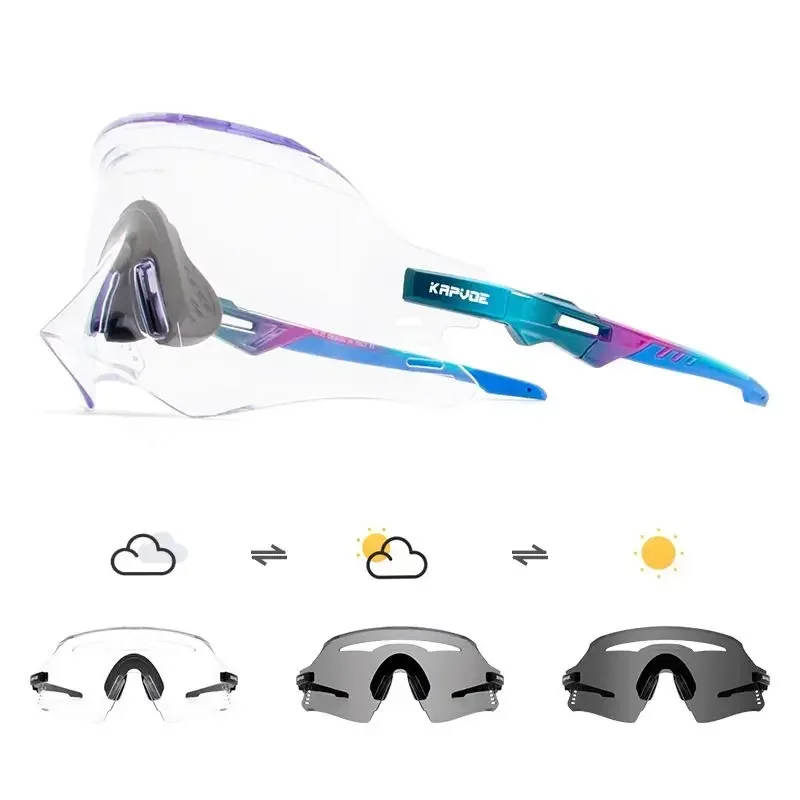 KAPVOE New outdoor sports photochromic cycling glasses riding glasses Sand glasse mountain road bike goggles for day and night