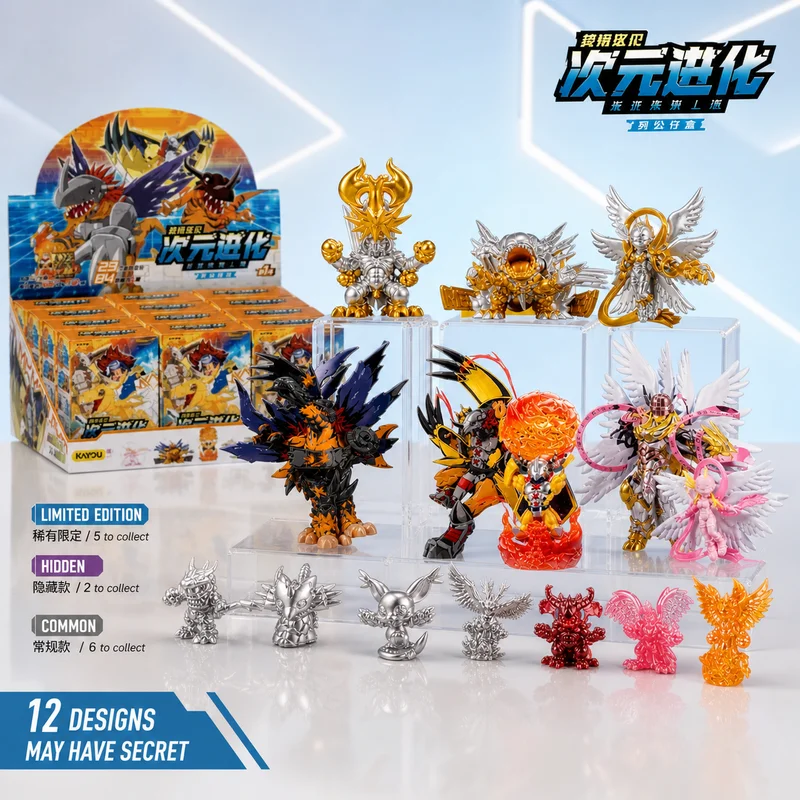 KAYOU Digimon Boîte Surprise Assemblée Évolution Dimensionnelle Mini Figurine Gomme Metalgreymon Objet de Collection Décoration Intérieure Pour les Fans d'Anime