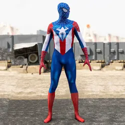 Halloween Captain Advance Spider Costume Superhero Cosplay Zentai Suit Game Adults Men Male Bodysuit Party JumpSuit
