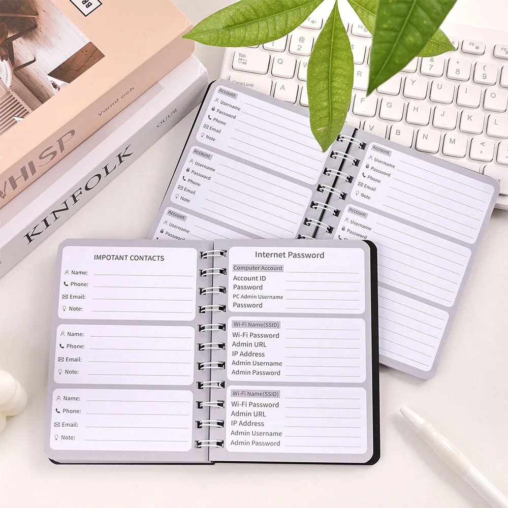 Password Book PVC Waterproof Coil Password Manager with Alphabetical Quick Access for Storing Usernames Passwords Computer Login