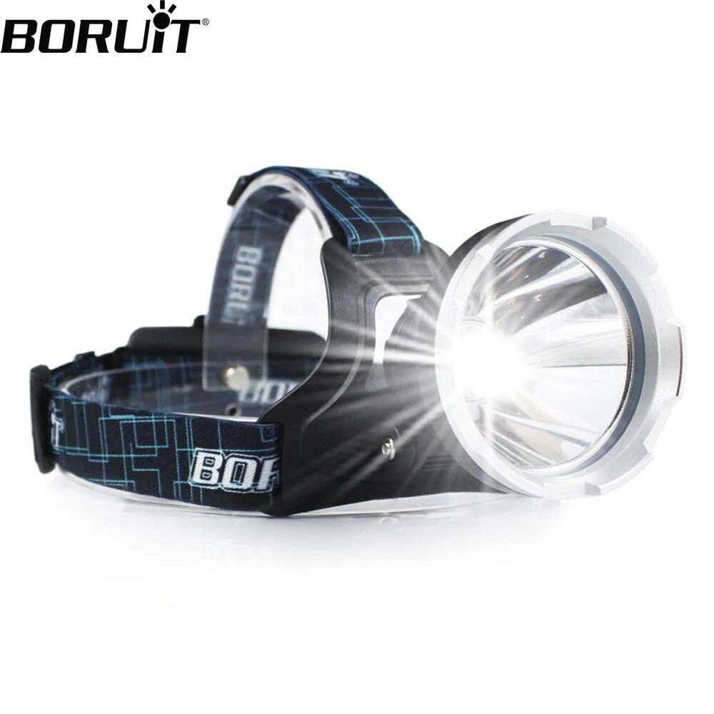 farol poderoso led boruit farol recarregavel tocha de cabeca para camping caca 3800lm farol de modos 18650 b10 01