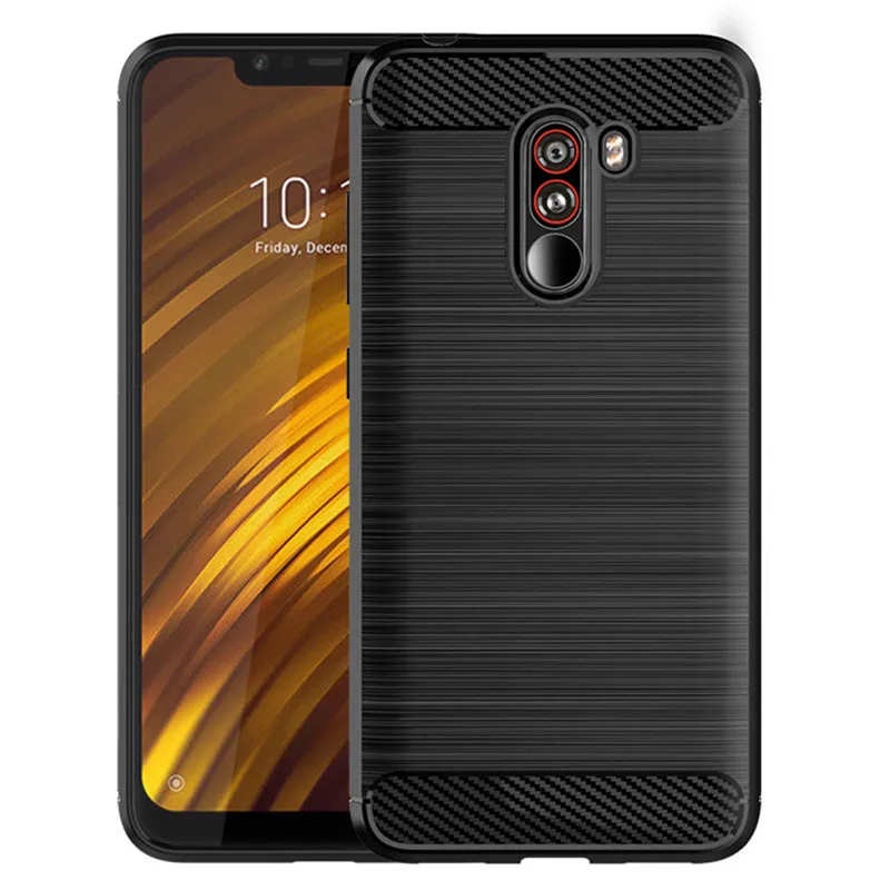 Silicone Case for Mi Pocophone F1 Luxury Carbon Fiber Case for poco phone f1 Matte ShockProof Phone Back Cover Coque Fundas