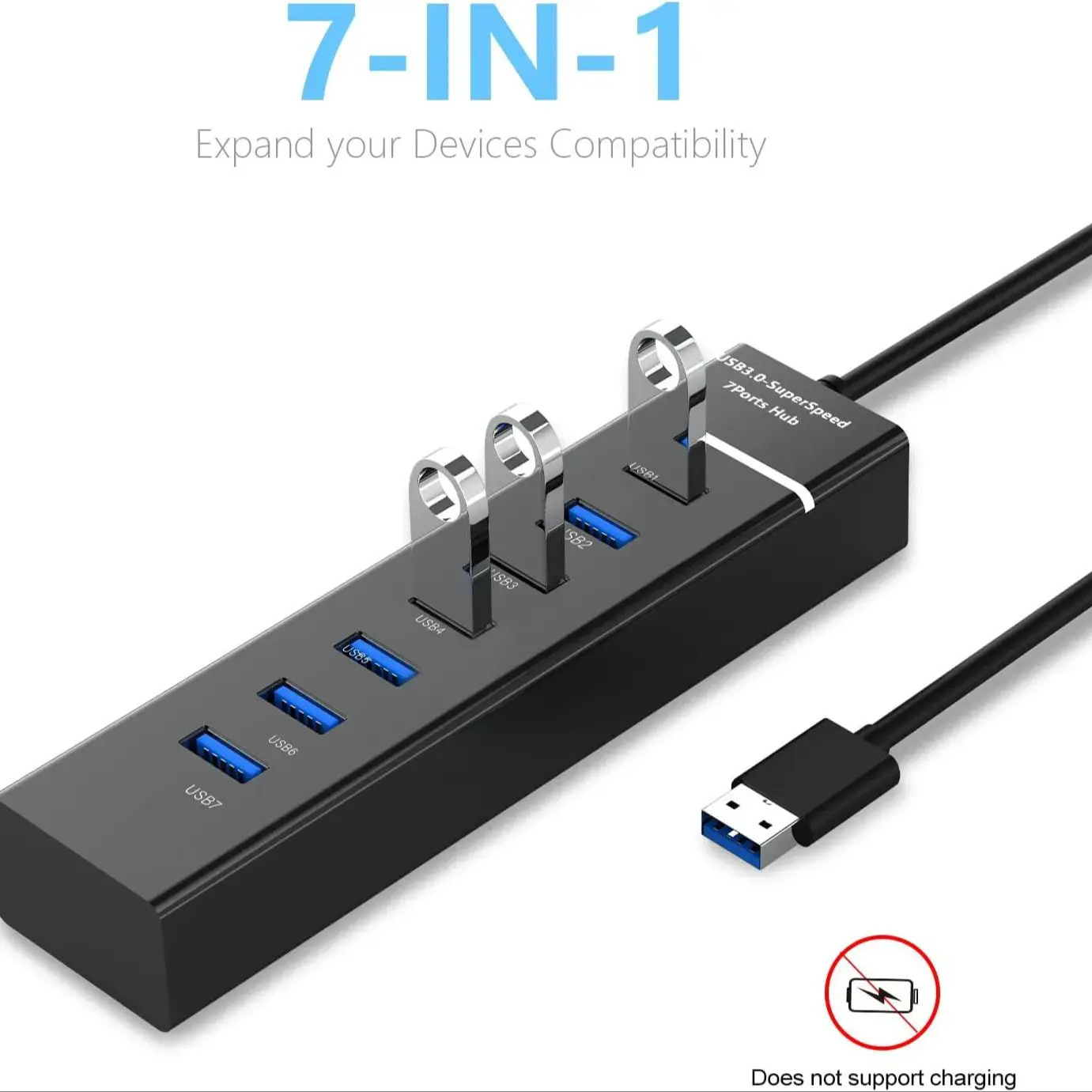 

USB HUB USB Switch Hub 2.0 Adapter High Speed Multi 7 Ports Hub USB On Off Portable Splitter For Computer Laptop