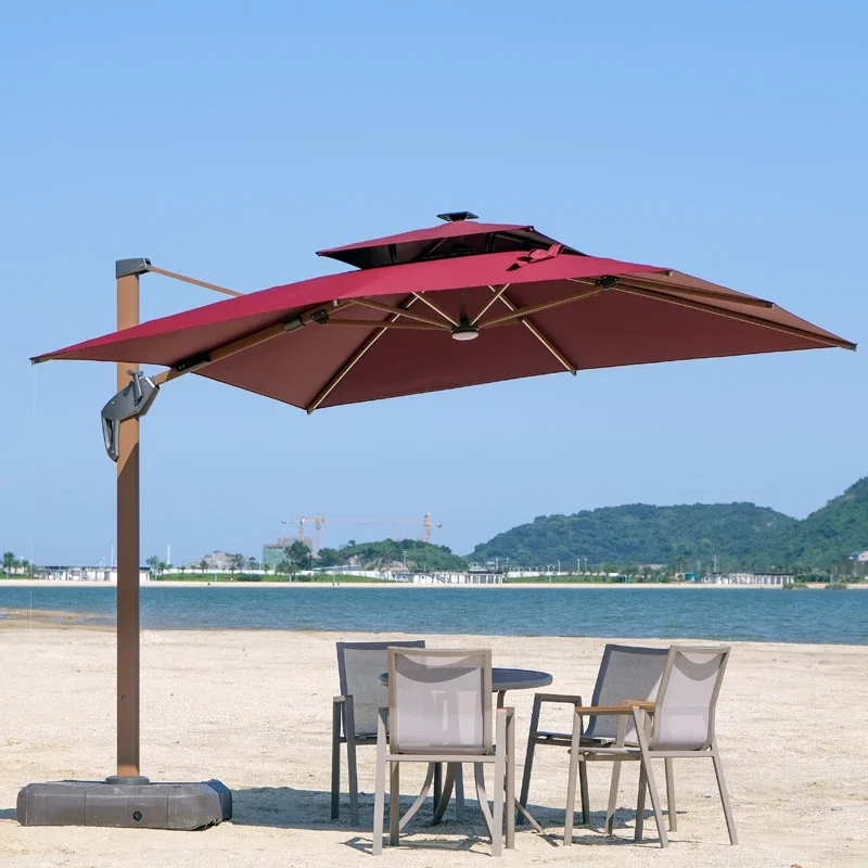 

2026 Modern Aluminum Frame Polyester Sun Umbrella Wind Resistant Waterproof Eco-Friendly Big Size Outdoor Parasol Dining Beach P
