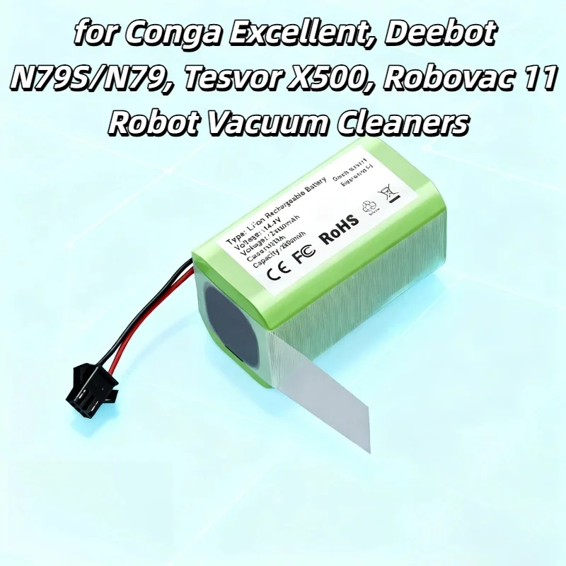 

14.4V 2600mAh Rechargeable Li-ion Battery –for Conga Excellent, Deebot N79S/N79, Tesvor X500, Robovac 11 Robot Vacuum Cleaners