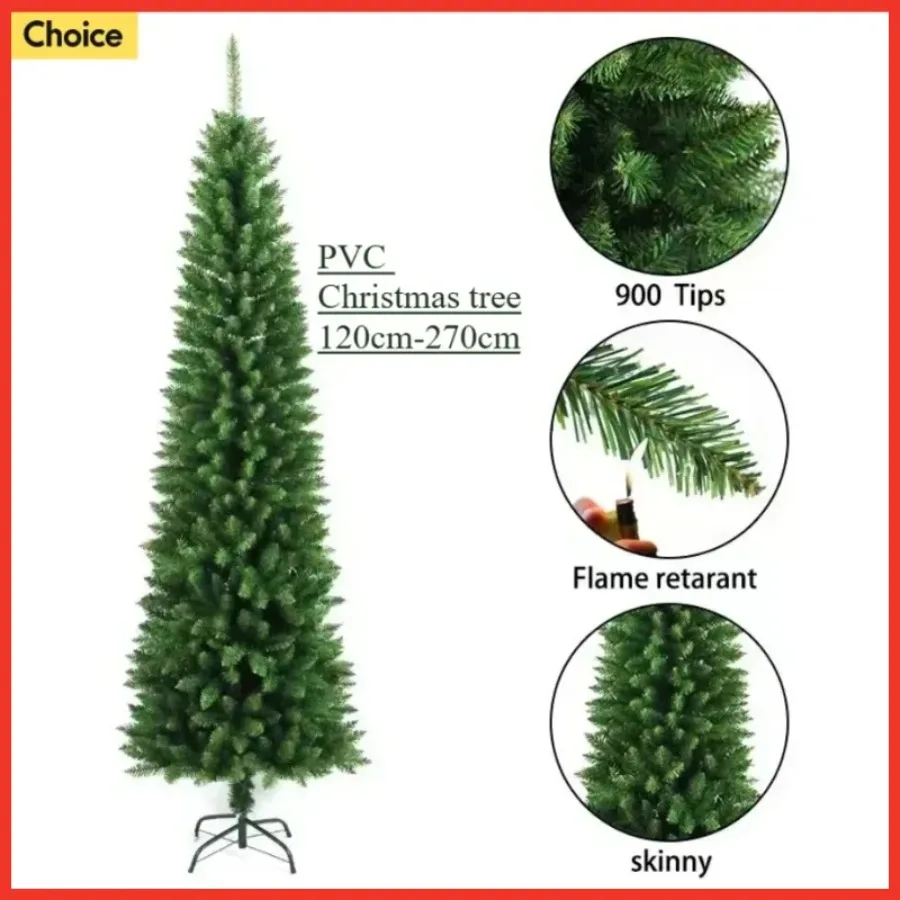 

PVC Artificial Christmas Tree Pointed Pencil Shape Christmas Tree 1.2m to 2.7m Family Christmas Atmosphere Decoration Supplies