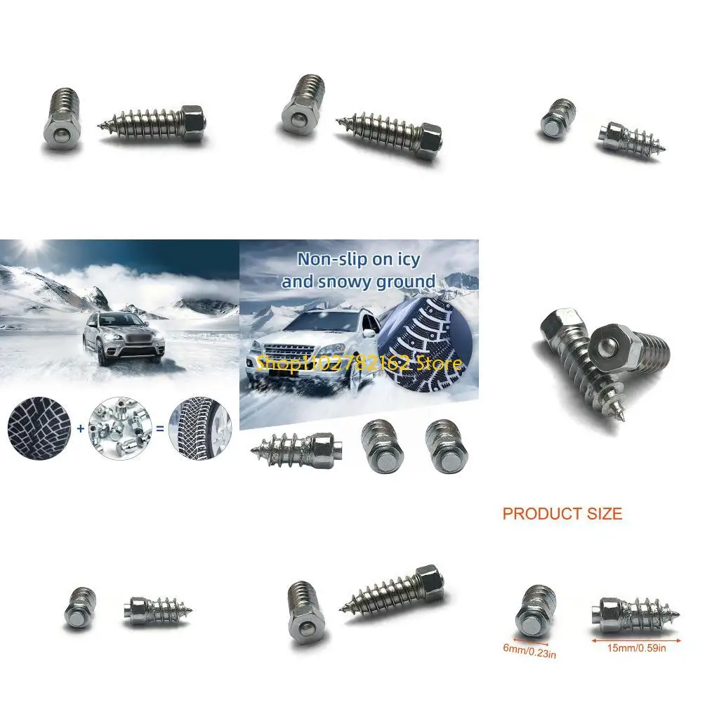 

547B (100 Pieces) 15mm Hard Alloy Screw Tire Studs – Works for Ice and Snow | Suitable for