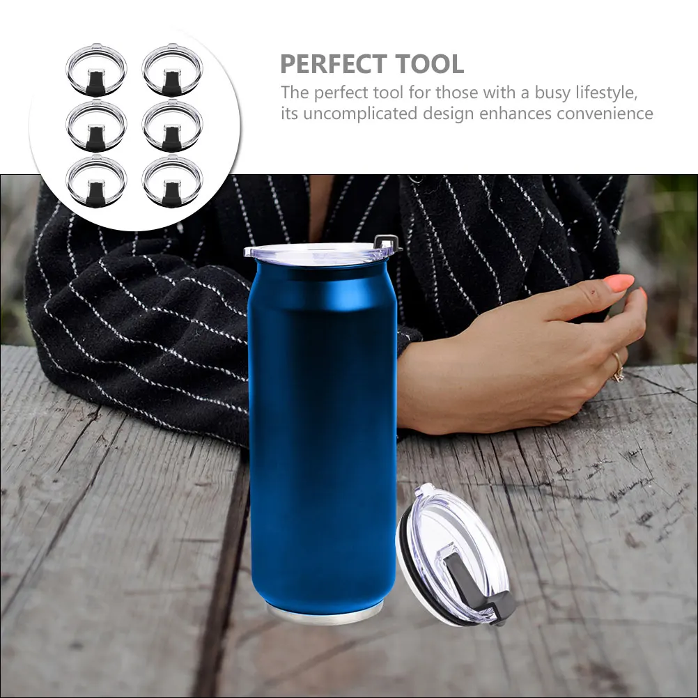 

6Pcs Waterproof Car Cup Lids Spill Proof Replacement Lid Durable Plastic Mug Covers Travel Mug Lid Replacement Leak Proof