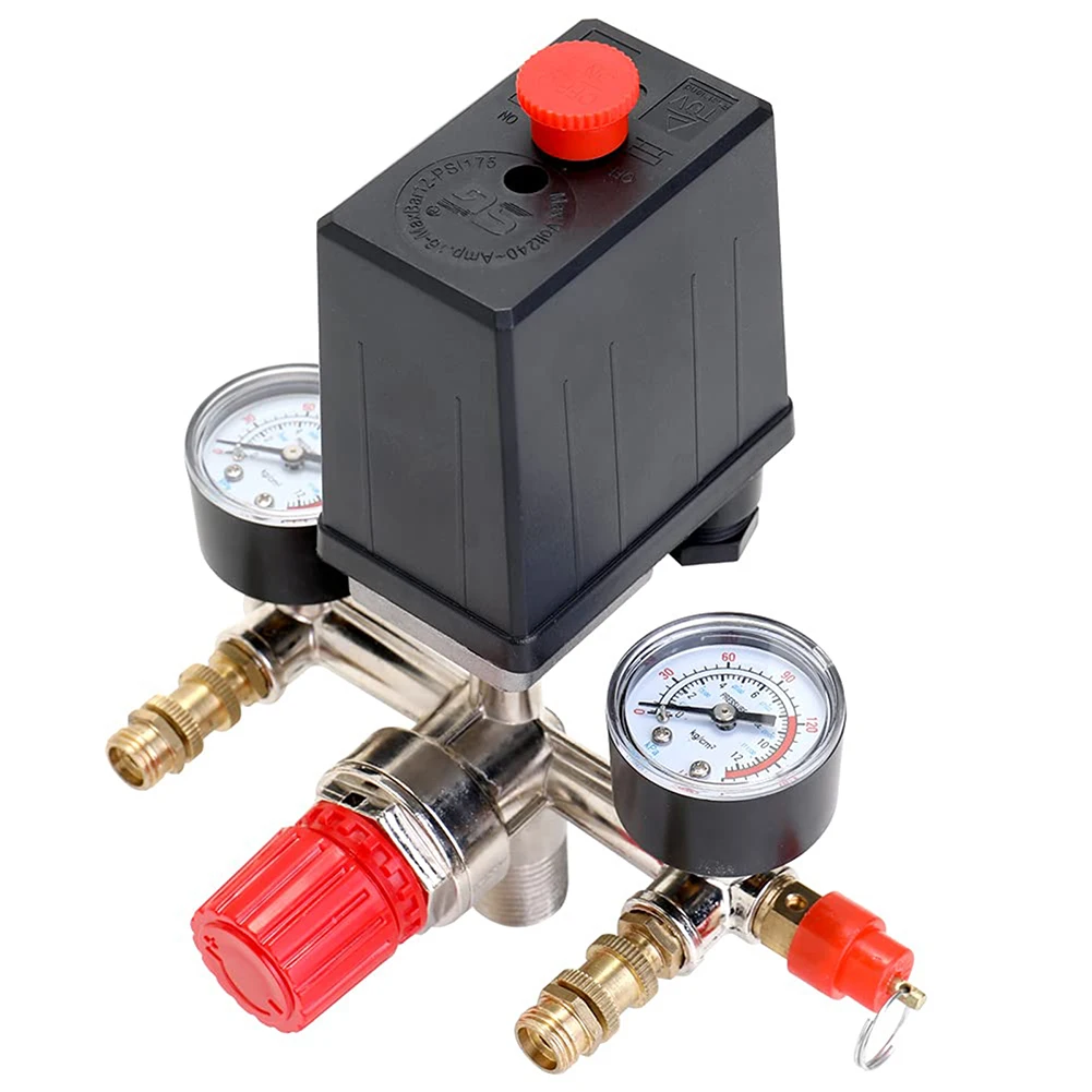 Air Compressor Pressure Switch and Regulator Valve Assembly with Adjustable Control for Precise Pressure Management