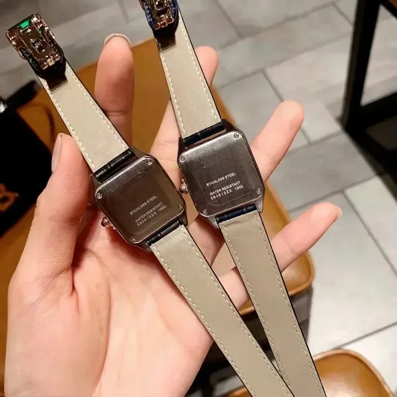 الرجال الياقوت ساعة اليد عالية الجودة عشاق كوارتز ساعة رجالي نساء موضة ساحة جلدية بطارية صغيرة مربع relojes