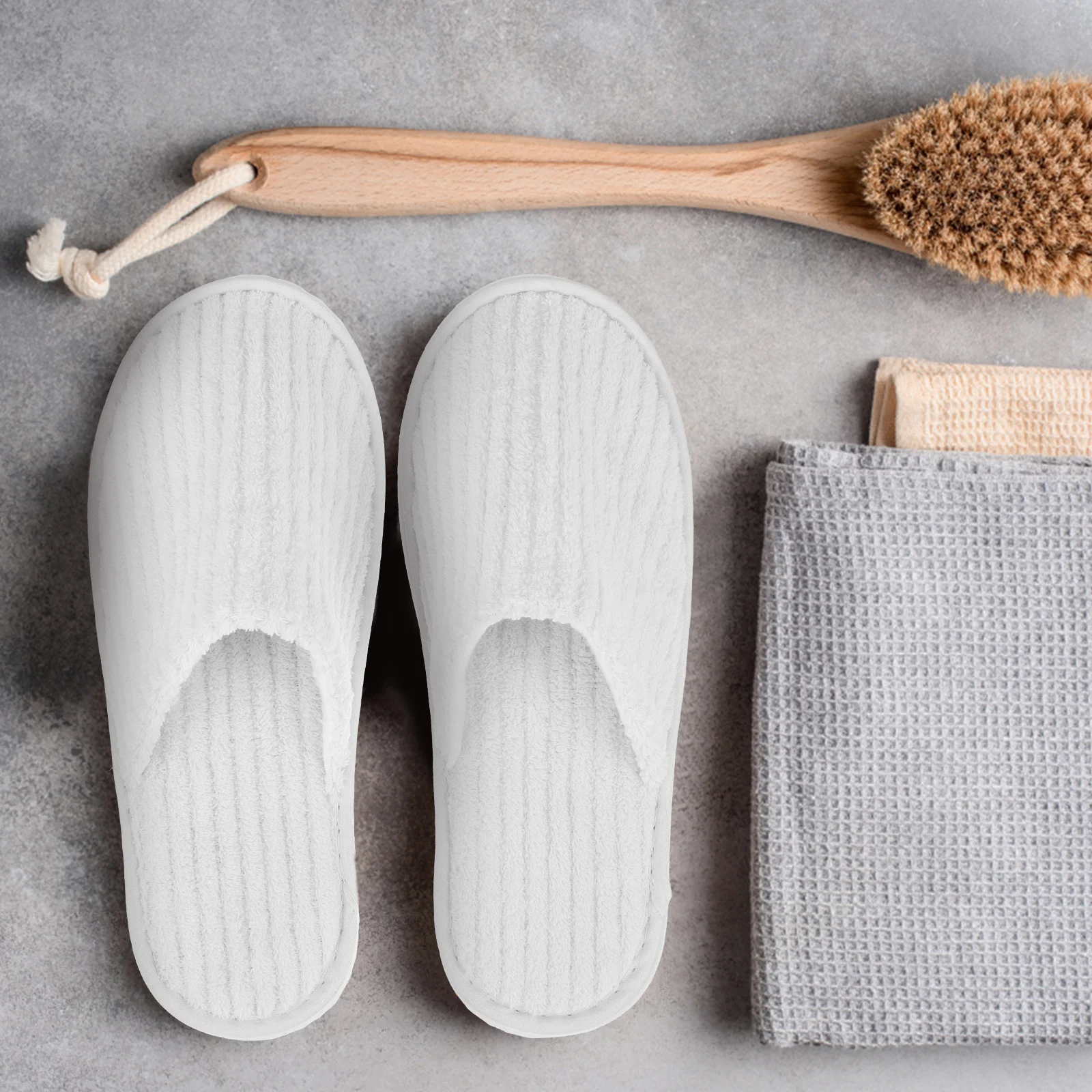 

12Pairs Nonslip Disposable Hotel Slippers Comfortable Coral Fleece Guest Shoes for Spa Motel Dorm Travel Bathroom Use