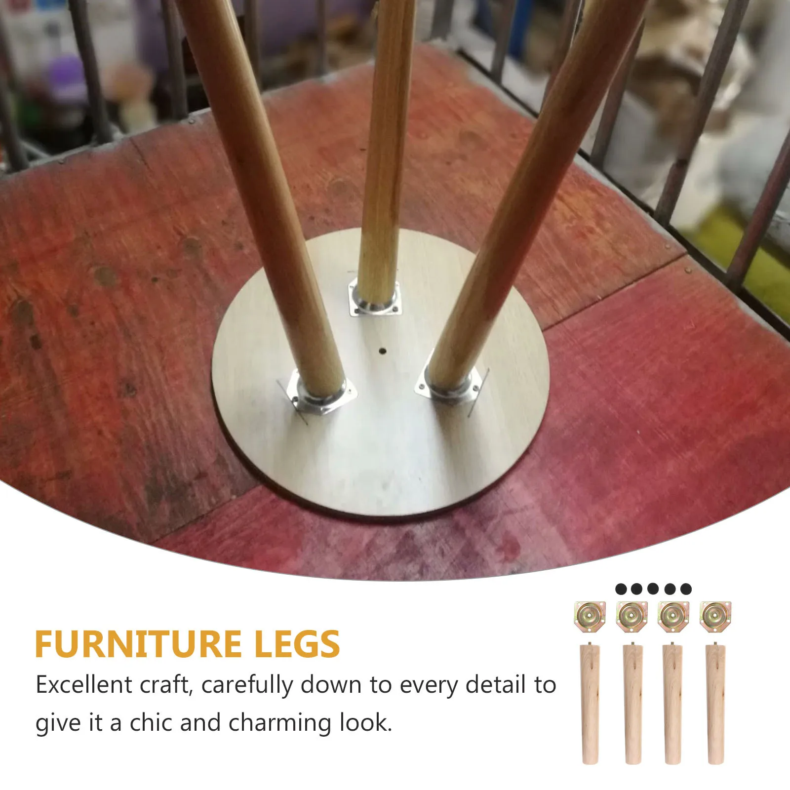 

4 Sets Wood Furniture Legs Replacement Feet for Table Desk Cabinet Tea Couch Extender Modern Style Durable Design Home Use