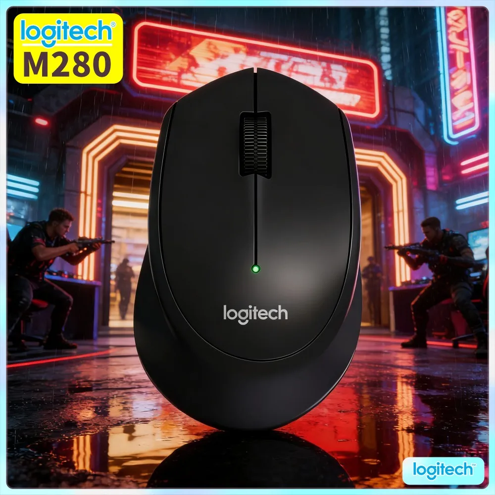 Logitech M280 Ergonomic Wireless Mouse 10M Range 2.4Ghz Nano Receiver 1000 DPI For Home Office Desktop Mac