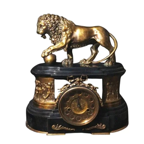 European Western classical lion old-fashioned retro winding mechanical clock, home creative living room pendulum clock