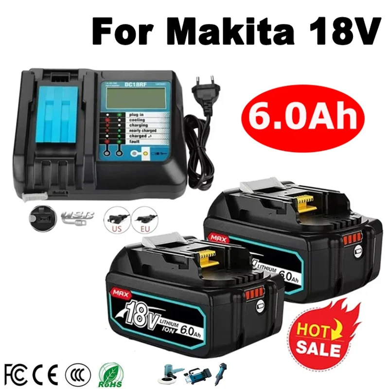 18V 6000mAh BL1860b Rechargeable Li-ion Battery For Makita 18 Volt Power Tools BL1860 BL1830b BL1850b BL1840 LXT-400 6A