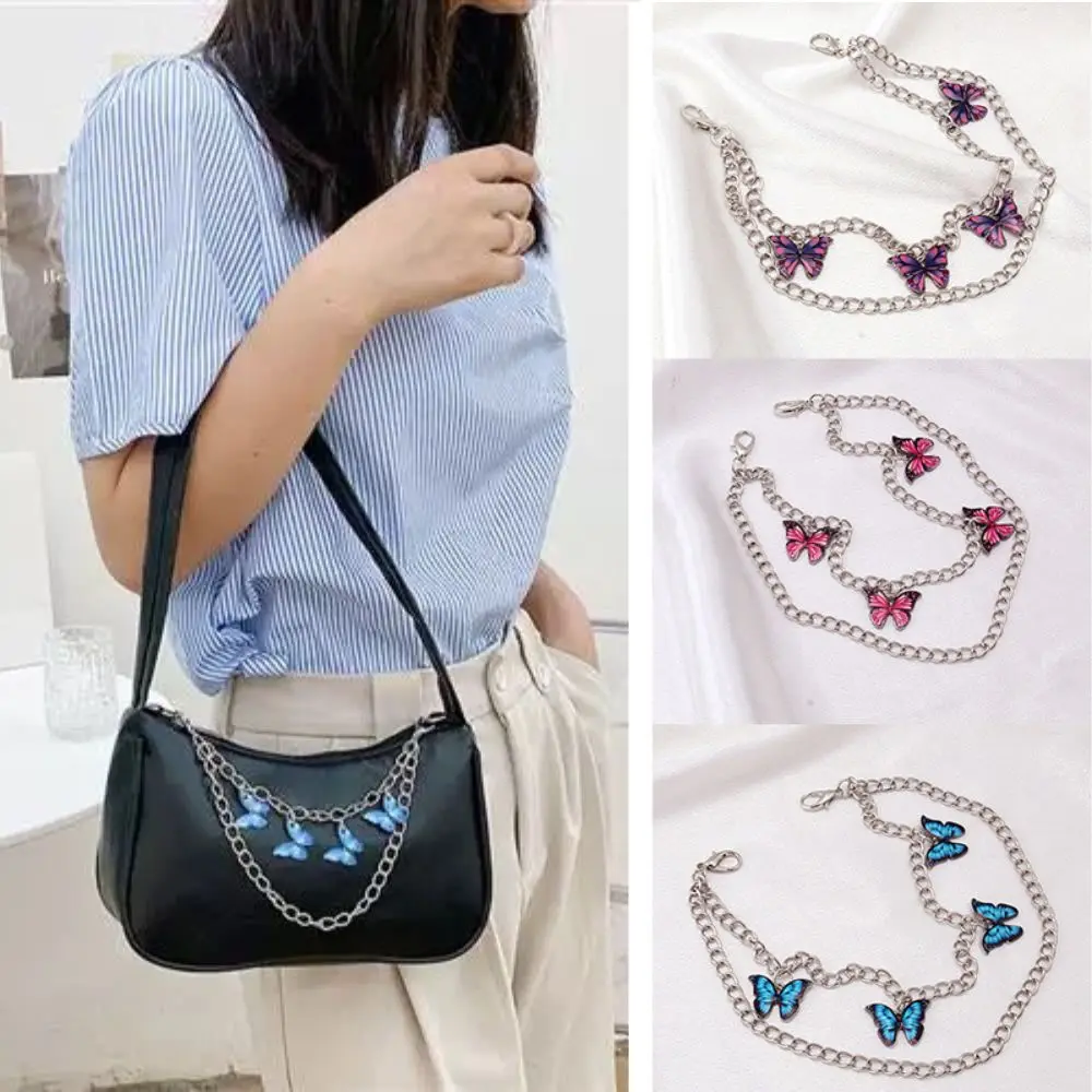 New Double Layer Bag Chain For Handbag Decorative Chain Exquisite Butterfly Pendant DIY Purse Chain Replacement Bag Accessories