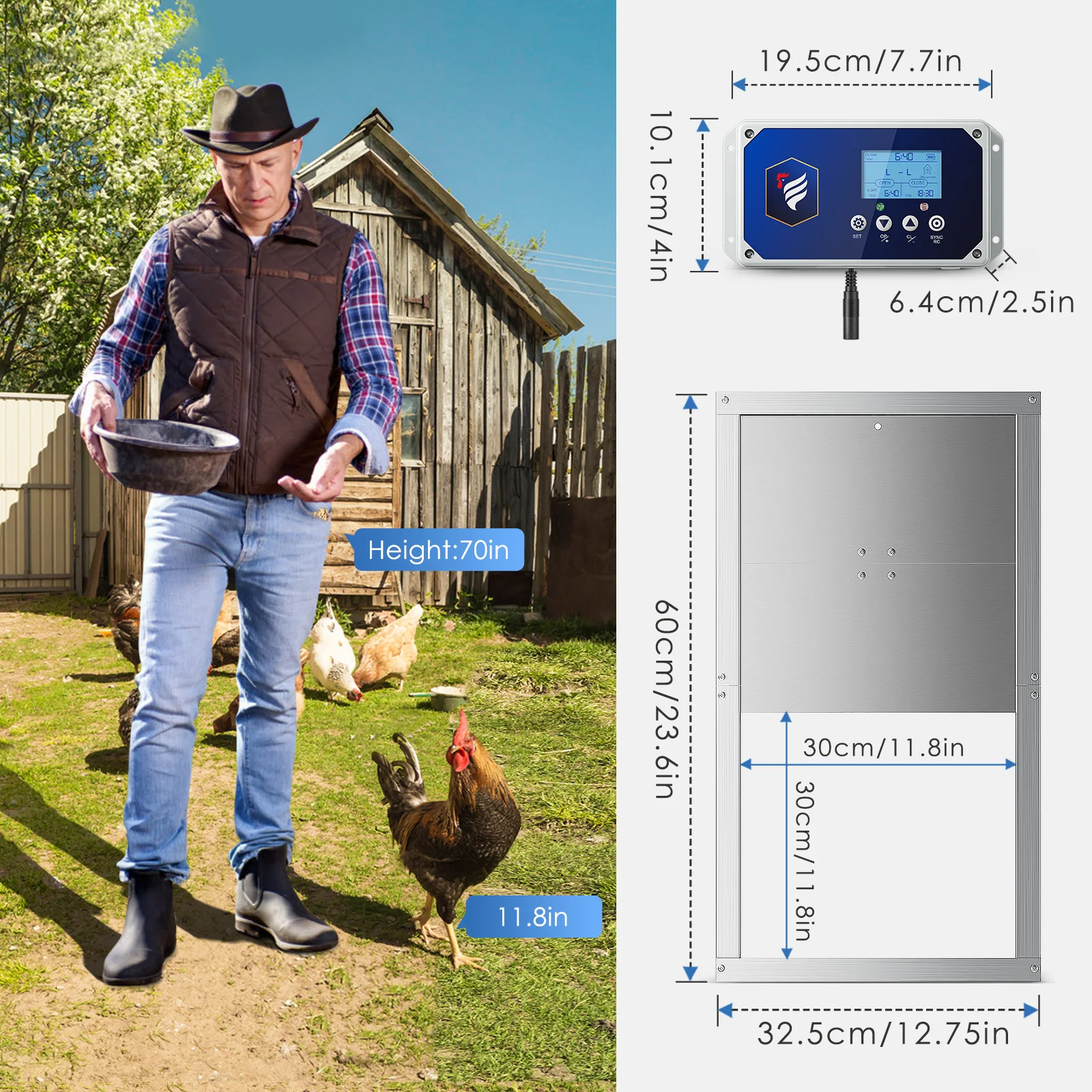 Automatic Chicken Coop Door 2024 Programmable Chicken Coop With Remote Control And Timer And Sensitive To Light, With Aluminum