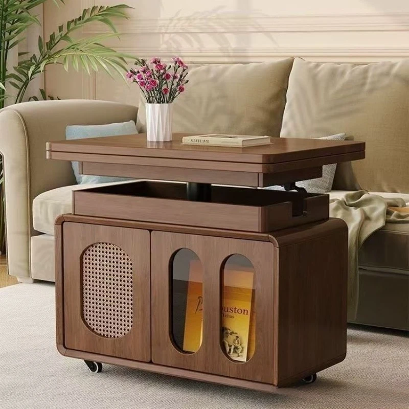 

Folding down mobile coffee table, small apartment , multi-functional living room, sofa corne