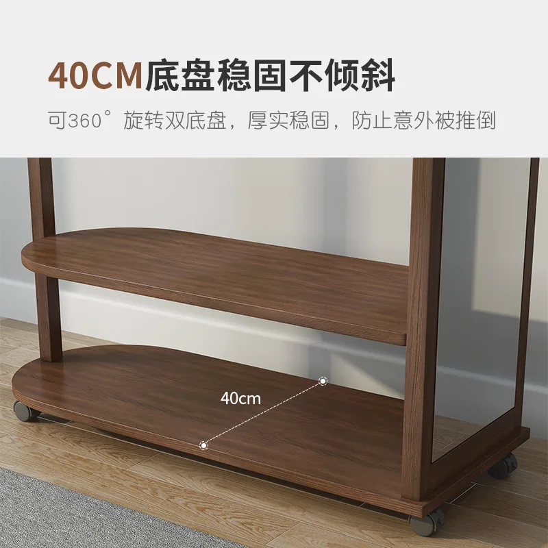 Solid wood full-length mirror Hanging hanger integrated with mirror Household full-body mirror Bedroom removable coat rack Floor