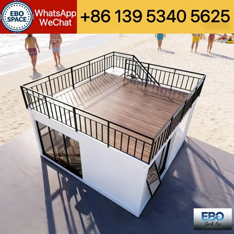 Functional 20ft modular foldable prefab container cabin outdoor villa waterproof design kitchen bathroom