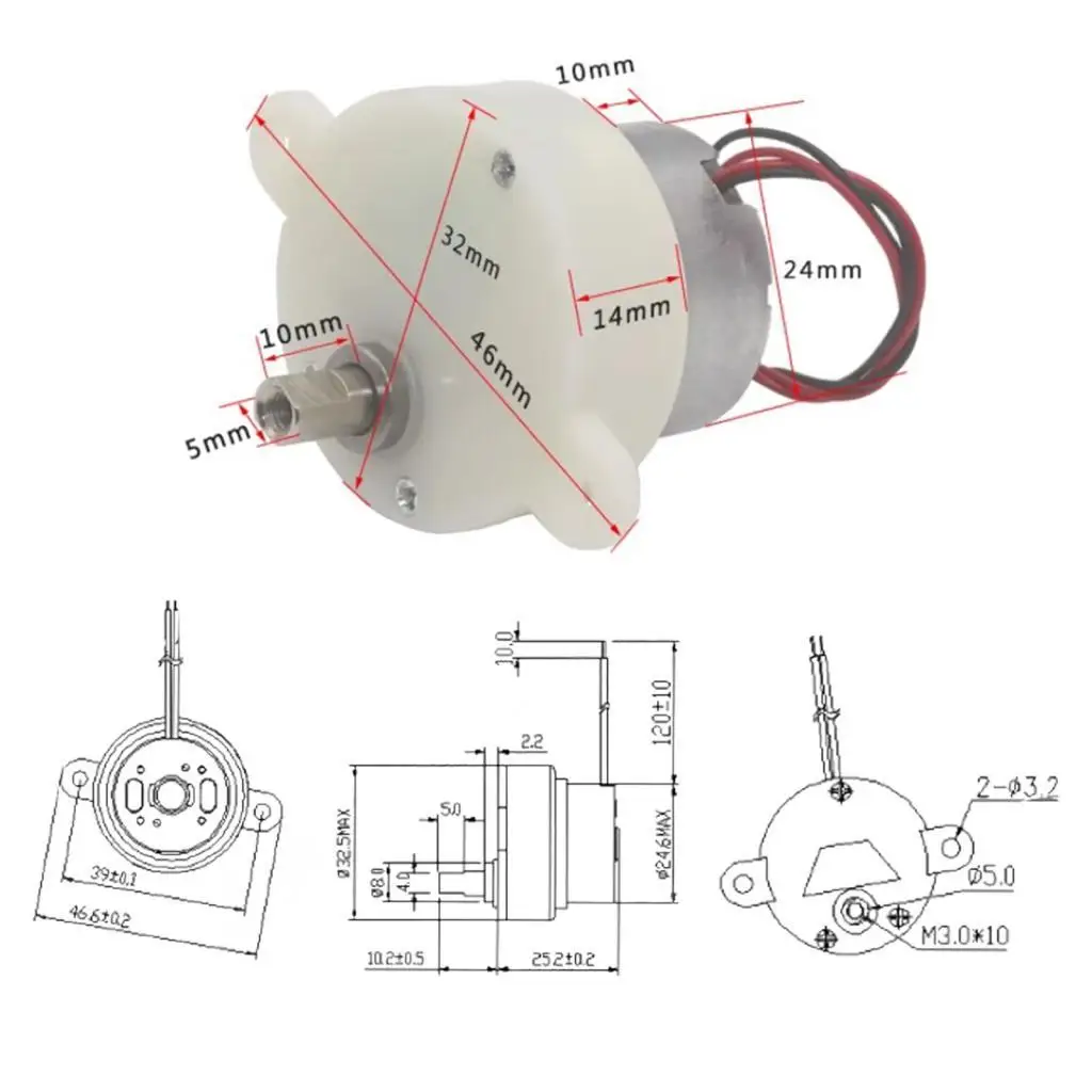 Speed Reduction Motor Micro Electric Machine Metal 3mm Shaft Adapter for Model Airplane Wheels DIY Accessories