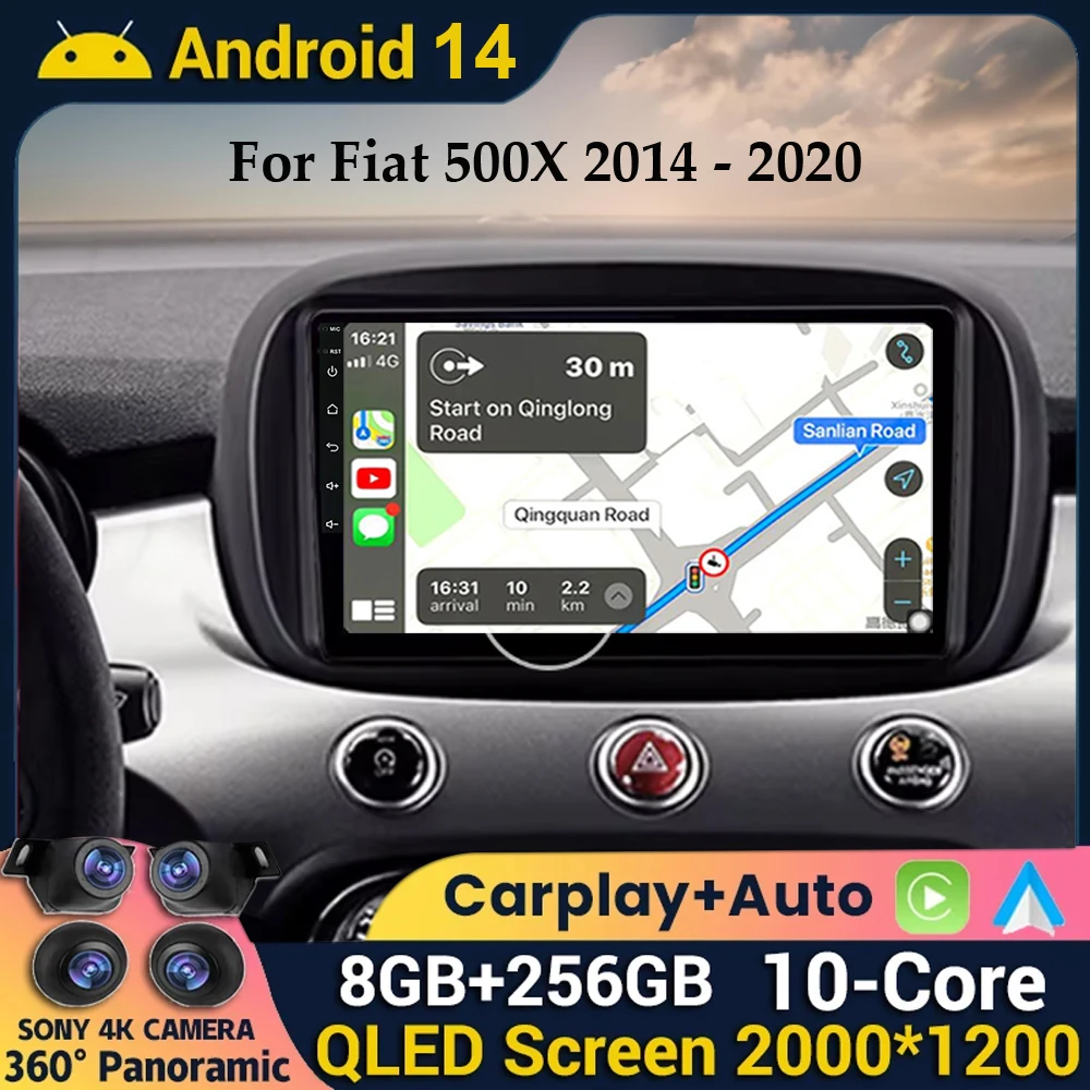 

Android 14 Car Radio For Fiat 500X 2014 - 2020 Multimedia Video Player GPS Navigation Wireless Carplay+Auto Stereo QLED HeadUnit