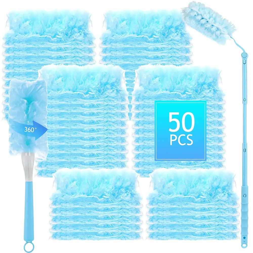 

50 шт. сменных насадок для швабры-дустера с выдвижной и короткой ручкой, одноразовый набор для уборки и удаления пыли