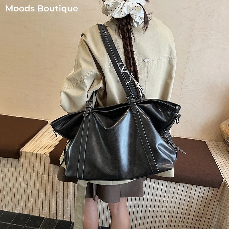 Quality Retro Big Tote Bags For Women 2025 Winter New Large Capacity Shopper Shoulder Crossbody Bag Practical Designer Handbags