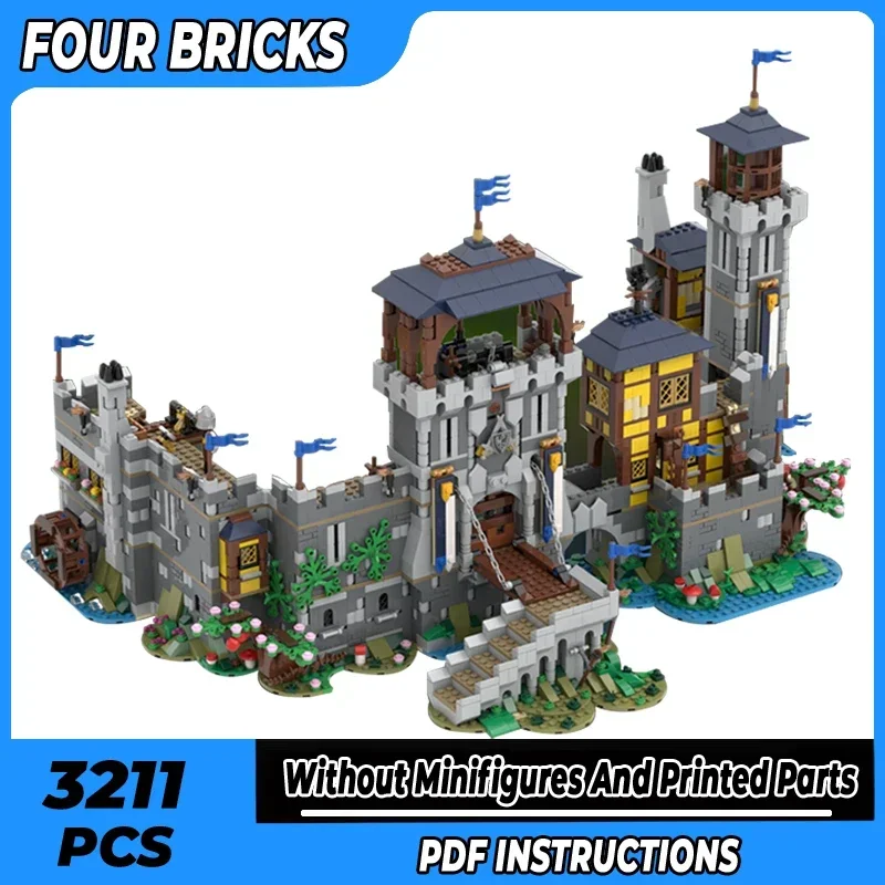 Moc อาคารอิฐ Fortress รุ่น Black Falcon Lord's Castle เทคโนโลยี Modular Blocks ของขวัญของเล่นเด็ก DIY ชุดประกอบ