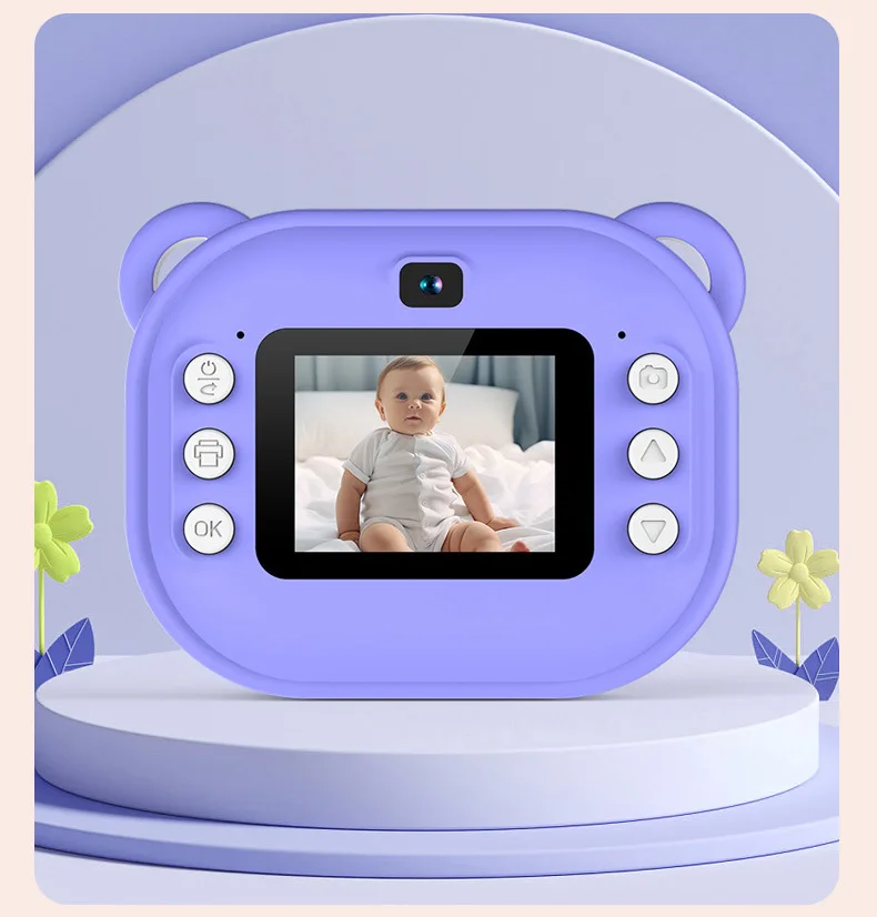어린이 디지털 카메라 즉석 인화 키즈용 열 인화 카메라 즉시 인쇄되는 추억 휴대용 디자인 카메라 비디오 장난감