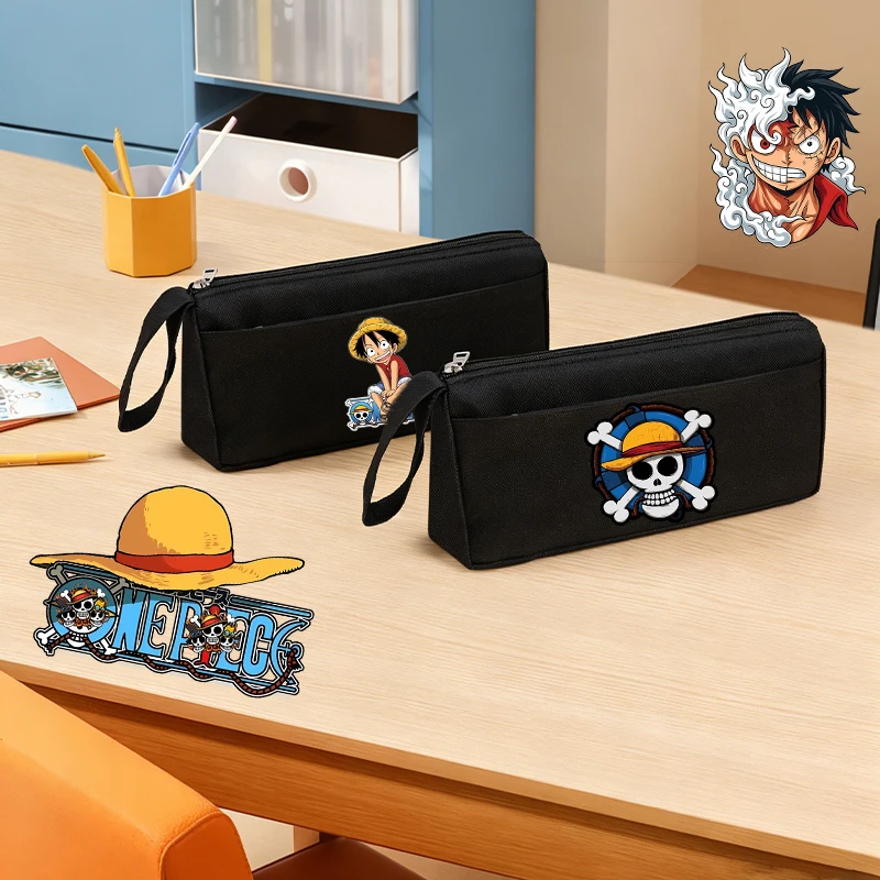 

Ones Piece Pencil Case Boy Student Double Layer Portable Oxford Simple Cute Game Role LargeCapacity Canvas Pencil Bag Kids Anime