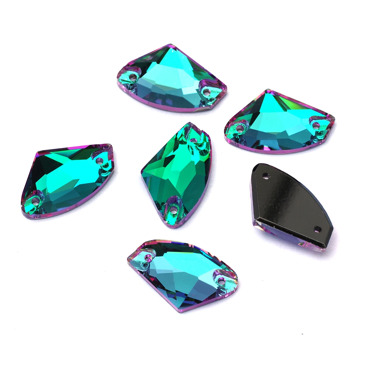 Emerald Vitrail K9 Glas Aufnähbare Strasssteine Flache Rückseite Grüne Aufnähbare Kristalle für Kleidung und Hochzeitskleider – Detail 8
