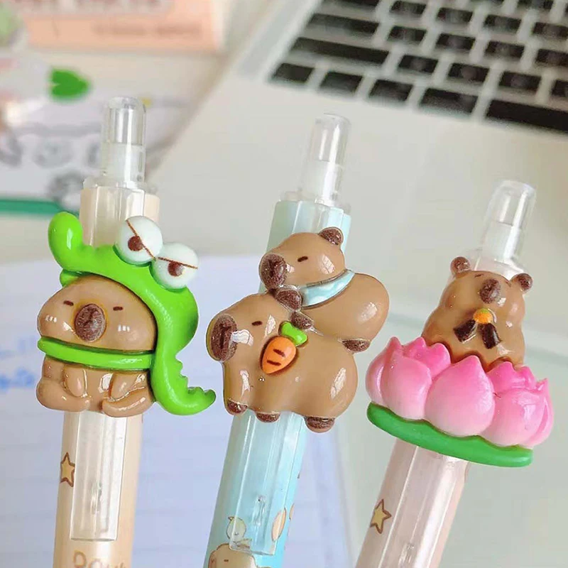 1Pc Kawaii Cartoon Capybara Gel Pen School Office Supplies Student Stationery Gift Cute Fashion Patch Pressing Neutral Pens