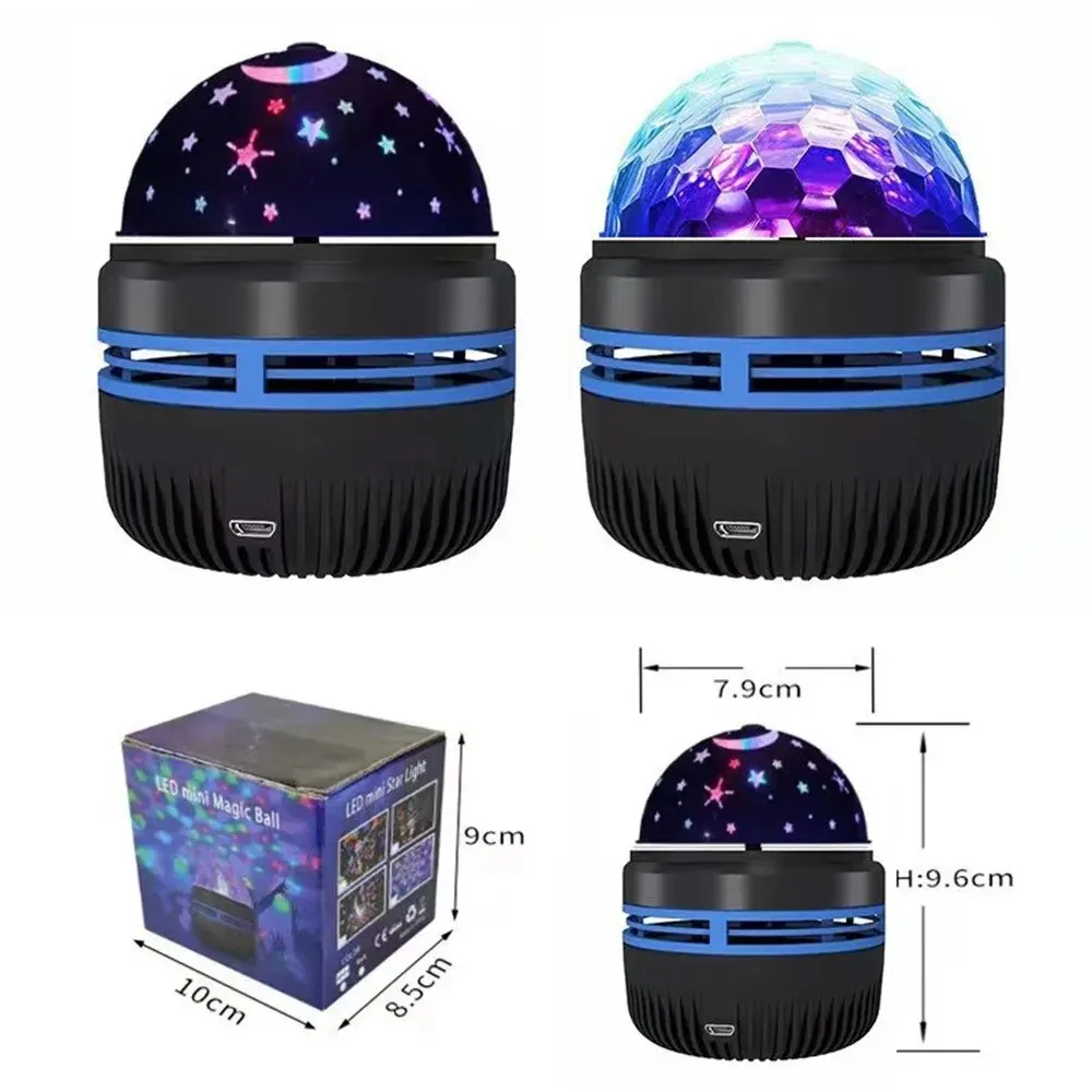 Lampu LED USB KTV pesta Mini, lampu malam langit berbintang Galaxy proyektor otomatis berputar warna-warni untuk dekorasi panggung disko ulang tahun