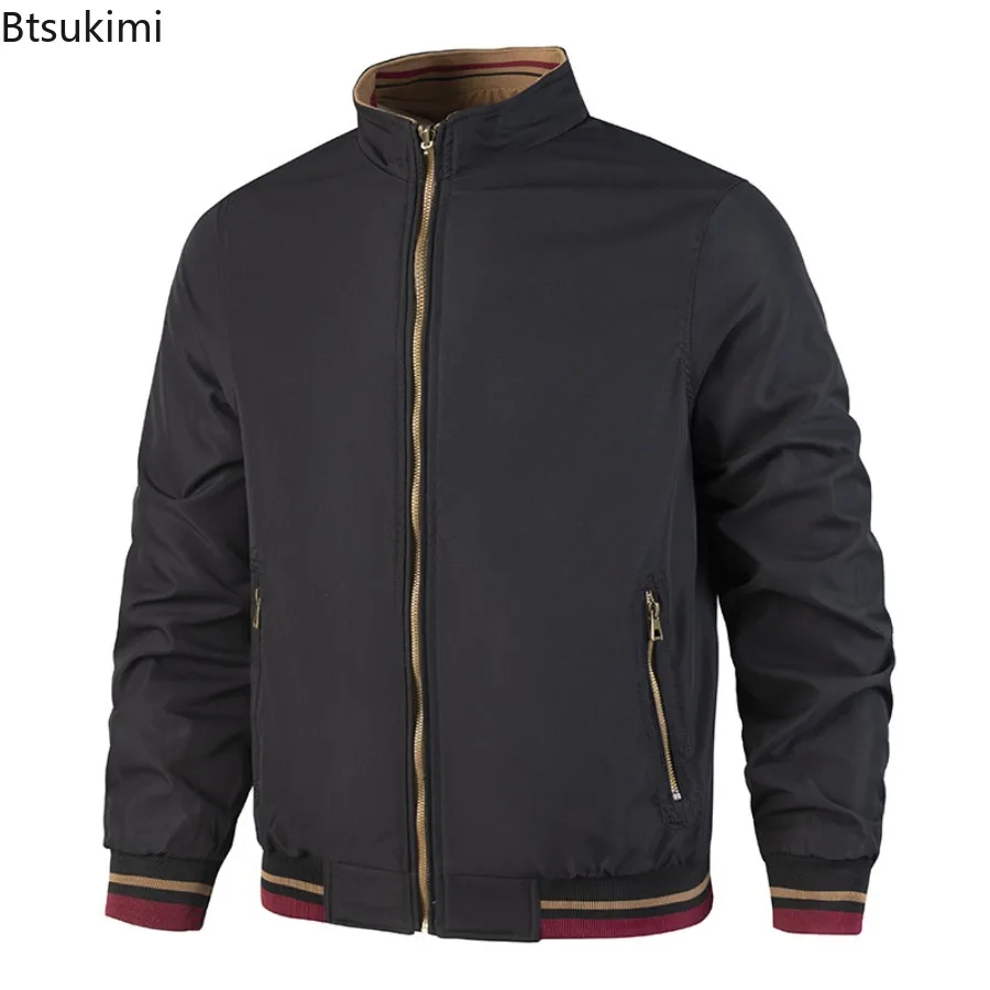Spring Autumn Men Jackets New Double Sided Wear Stand Collar Casual Jacket Youth Trend Jacket for Men Clothing Bomber Jacket