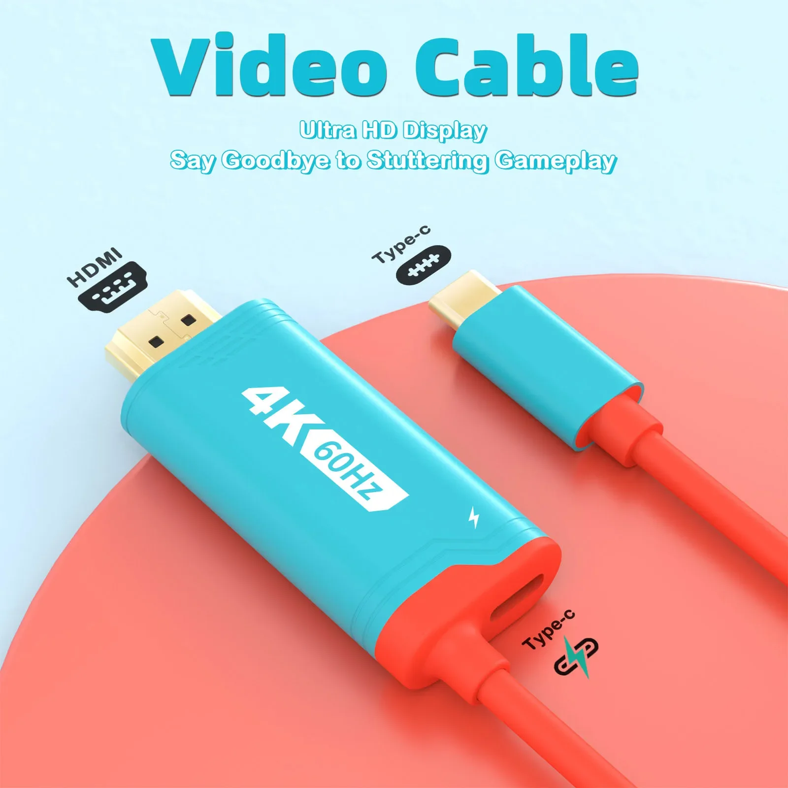 

4K/60HZ Video Cable for Switch 2 Portable HD HDMI Universal Adapter Projection Line for ROG ALLY Video Conversion Cable