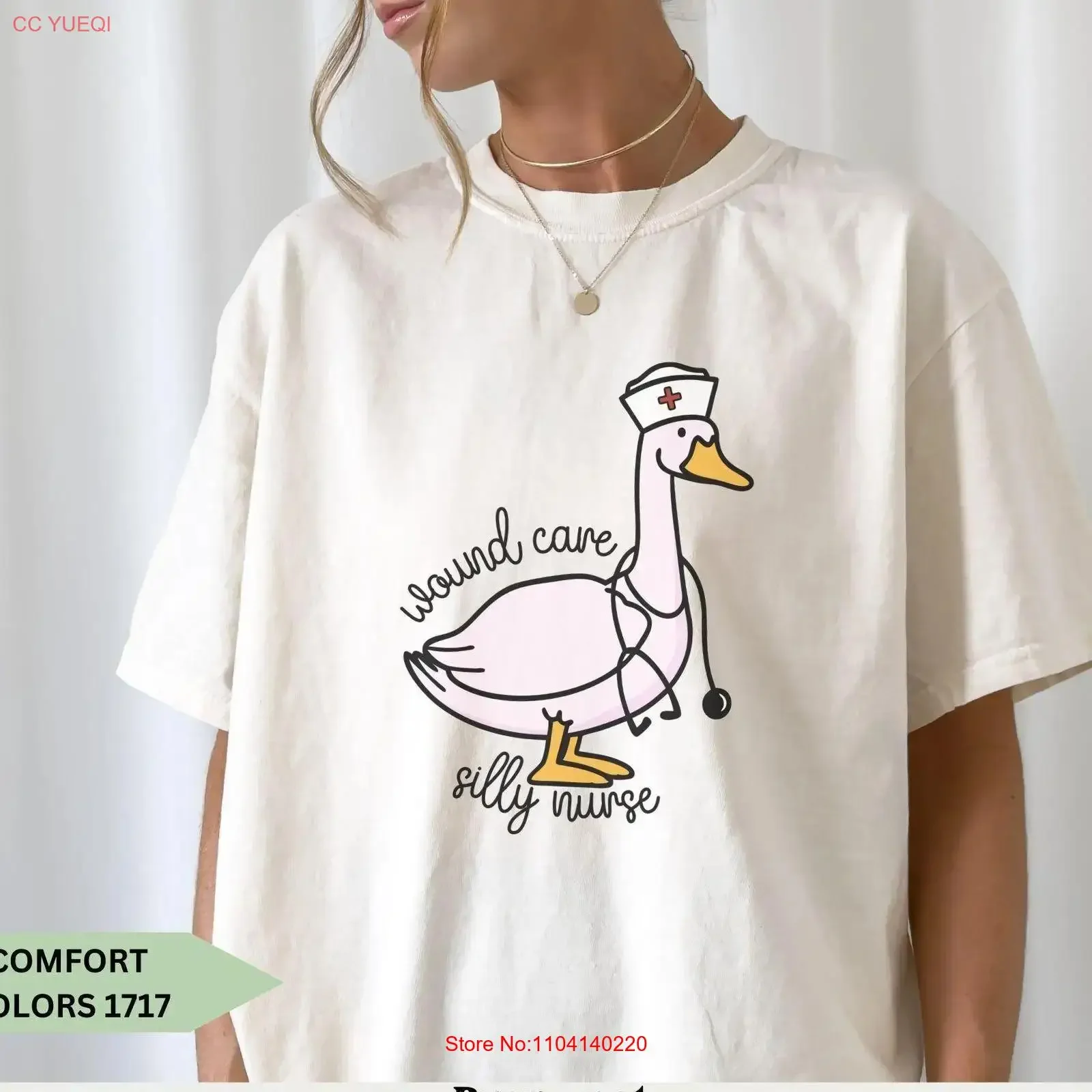 Wound Care Silly Nurse T Shirt Goose shirts Trendy Crew vintage Washed Casual fashion Comfortable Versatile streetwear
