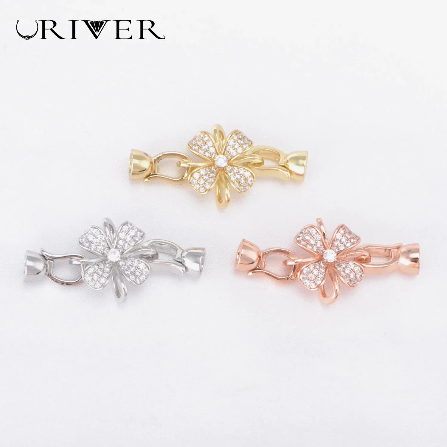 Flower Jewelry Connectors for Chain Making Charms Parts and Accessories DIY Bracelet Copper Gold Plated Wholesale Bulk - LJRIVER