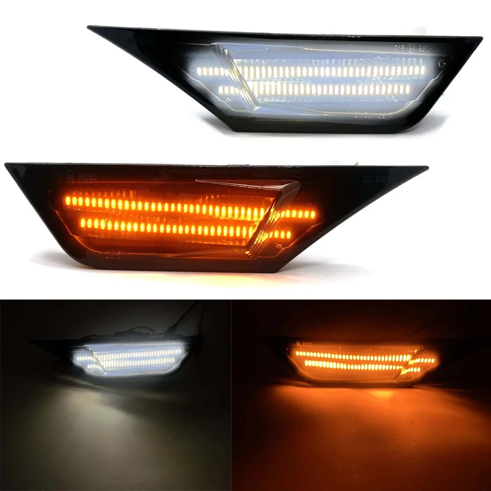 

Smoked Lens For Honda Civic 2016 2017 2018 2019 2020 Amber Led Side Marker Turn Signal Light / White Running Light Position Lamp