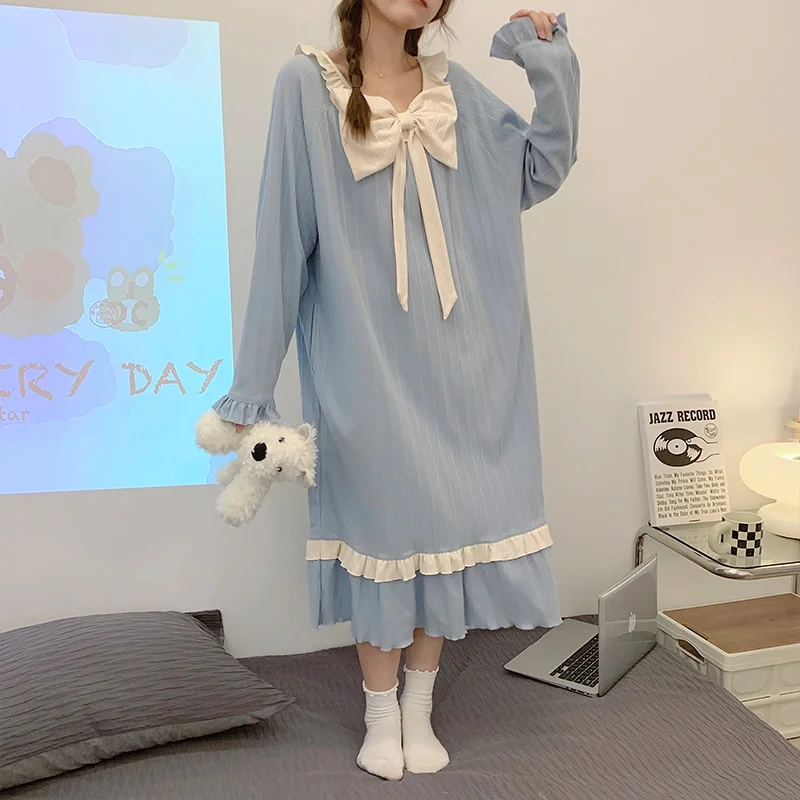 

Sweet Sle Women's Sp Dr Long Sve Midi Lace Collar Home Clothes Spring Autumn New Arrival Polyester Fiber ...